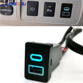 1PC Blue Led Light Car Dual Charger Socket QC3.0 USB Type-C PD Charging Outlet Power Adapter Phone For Toyota LC120 Prado
