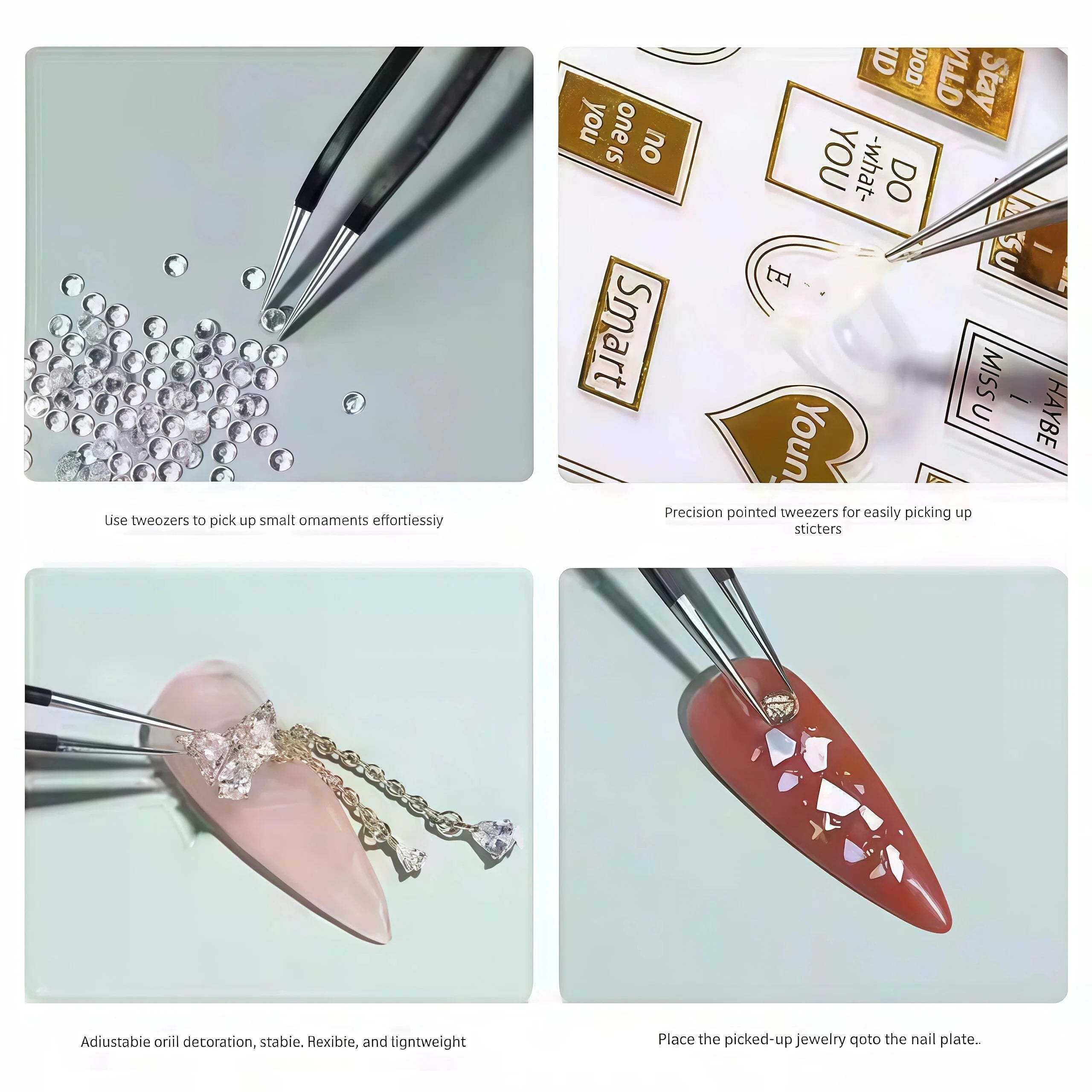 Circuit Board Repair, Stainless Steel Tweezers, Black, Bird's Nest Screening, Eyelashes, Nail Art Sequins, Bean Beads DIY Tool
