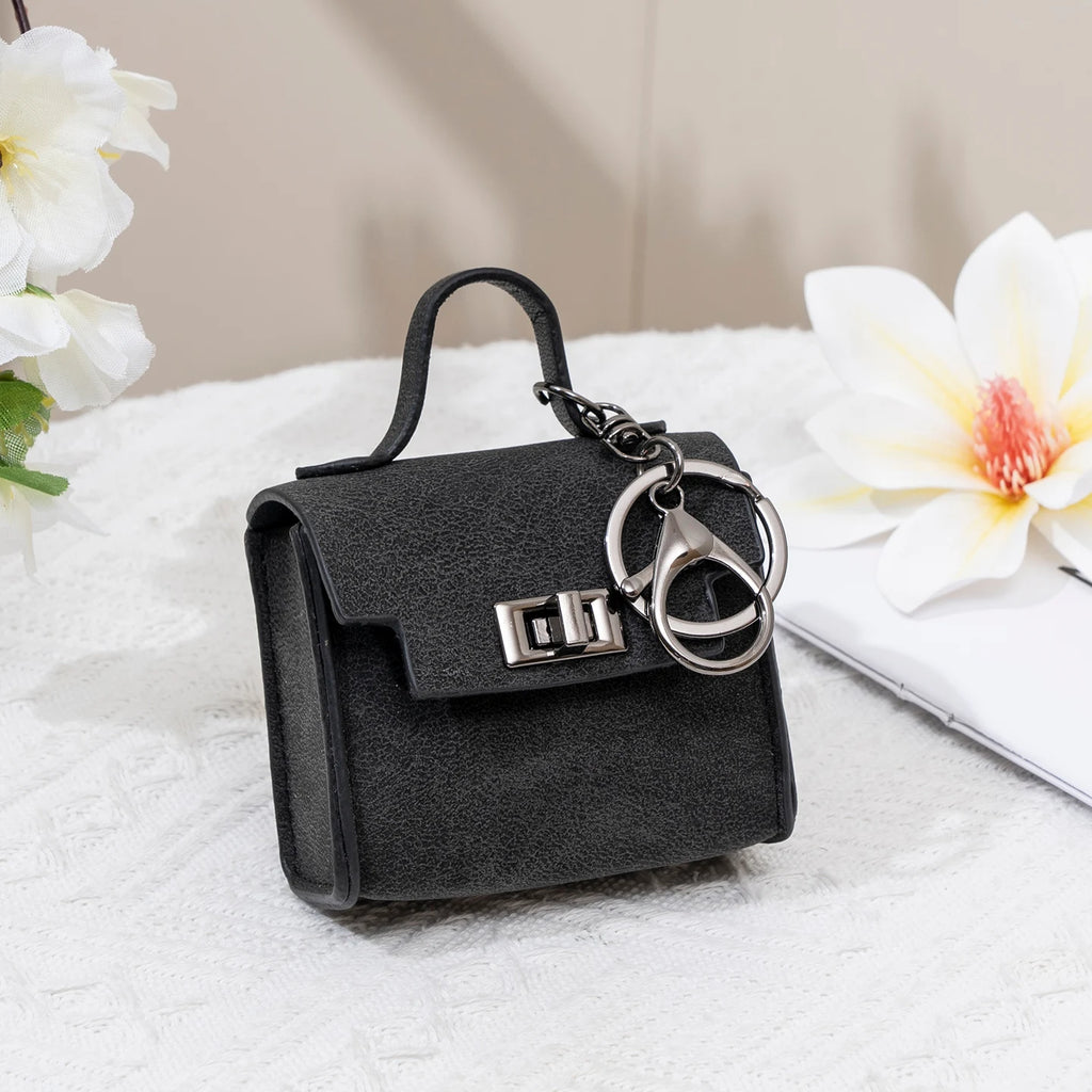 Vintage Suede Mini Handbag Charm Multi-use Airpod Storage Bag Ornament