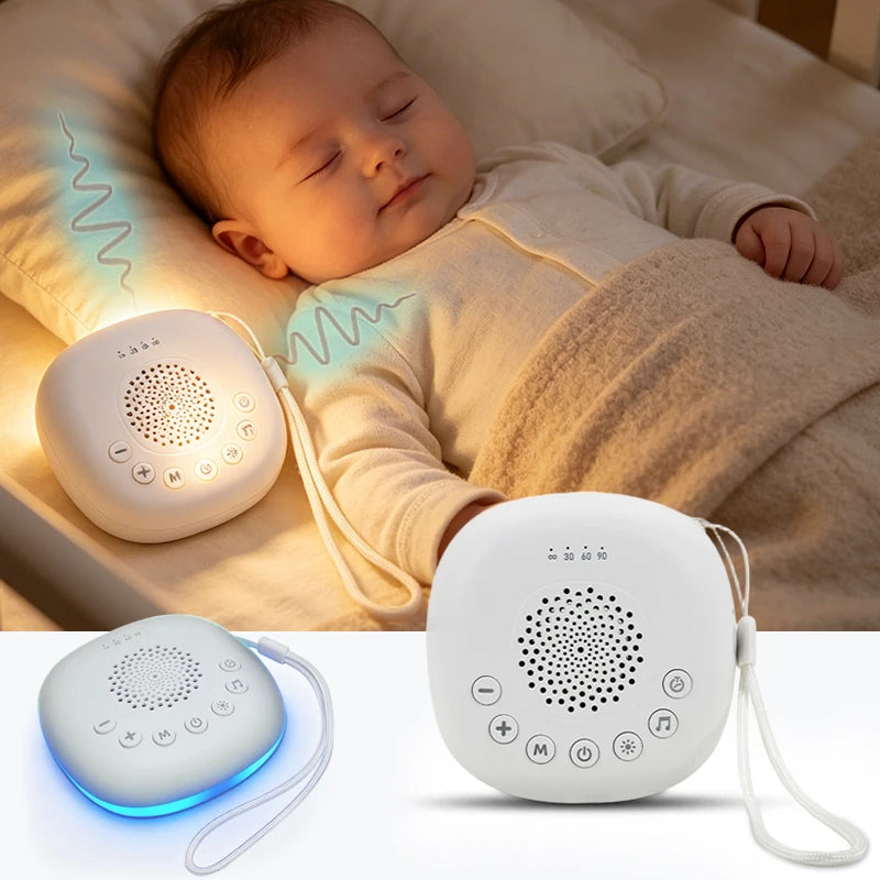 2-in-1 White Noise Sound Machine USB Portable Baby Sleep Machine 20 Soothing Sound LED Night Light Built-in Rechargeable Battery