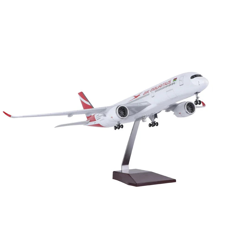 1/142 Scale 47cm Large Plane Model Air Mauritius A350 Resin Diecast Airplanes Building With Stand & Wheels Aviation Collection