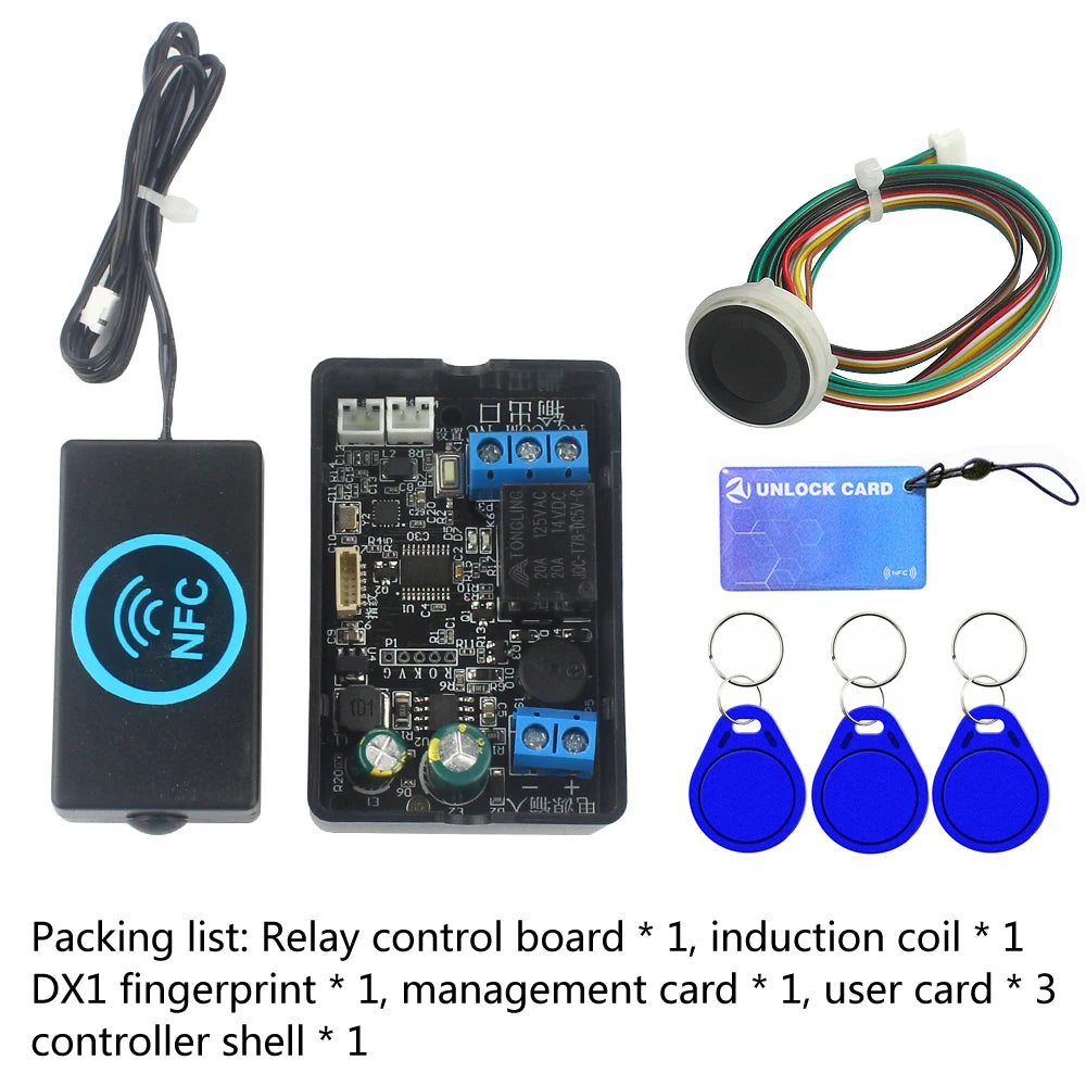 Fingerprint access controller NFC electric lock control relay module IC card induction switch electric bicycle DIY unlock