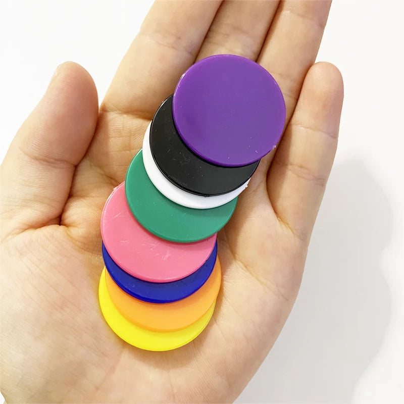 50Pcs 25MM 30MM Chips Plastic Marker Candy Color Coins Game Accessories Fun Family Club Board Games Teach Tools