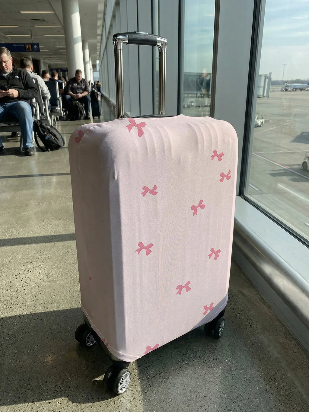 Coquette Pink Bow Full Print Luggage Cover, Suitable for 18-32 Inch Luggage Cover, Luggage Handle Glove, Travel Accessories
