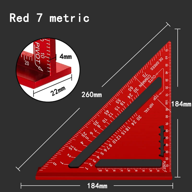 Woodworking Aluminum Alloy Triangle Gauges Measuring Gauging Tools High Precision Marker Angle Ruler Metric and Imperial