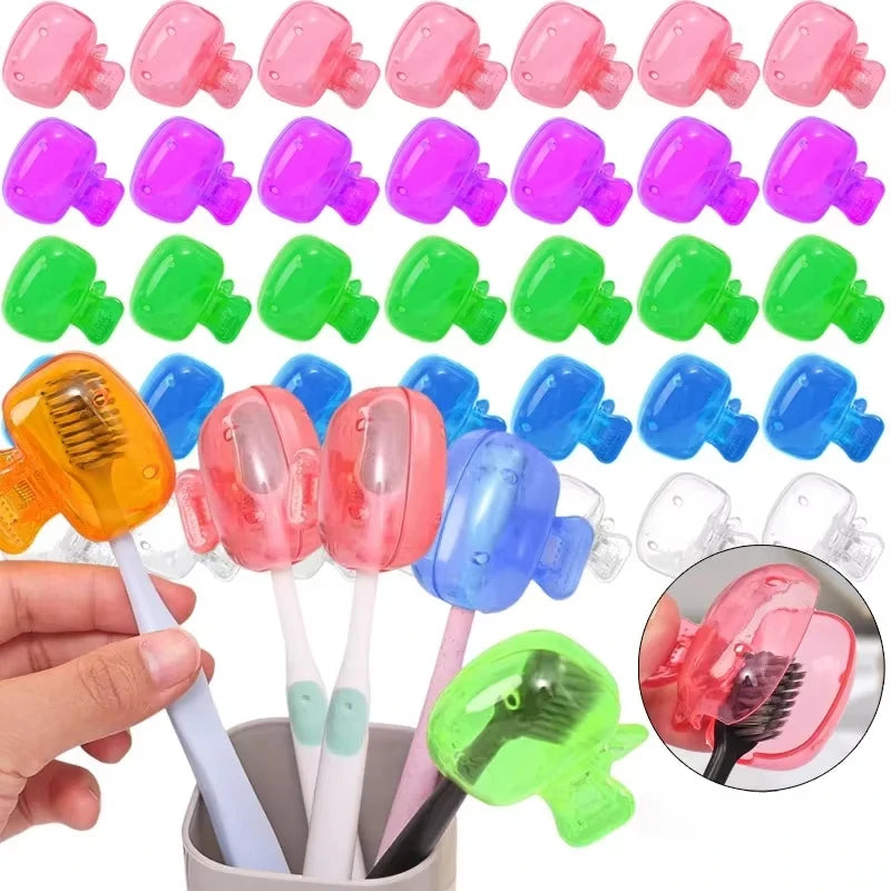 Portable Toothbrush Head Cover Clips Plastic Colorful Dustproof Head Protector Cap Case Outdoor Travel Bathroom Supplies