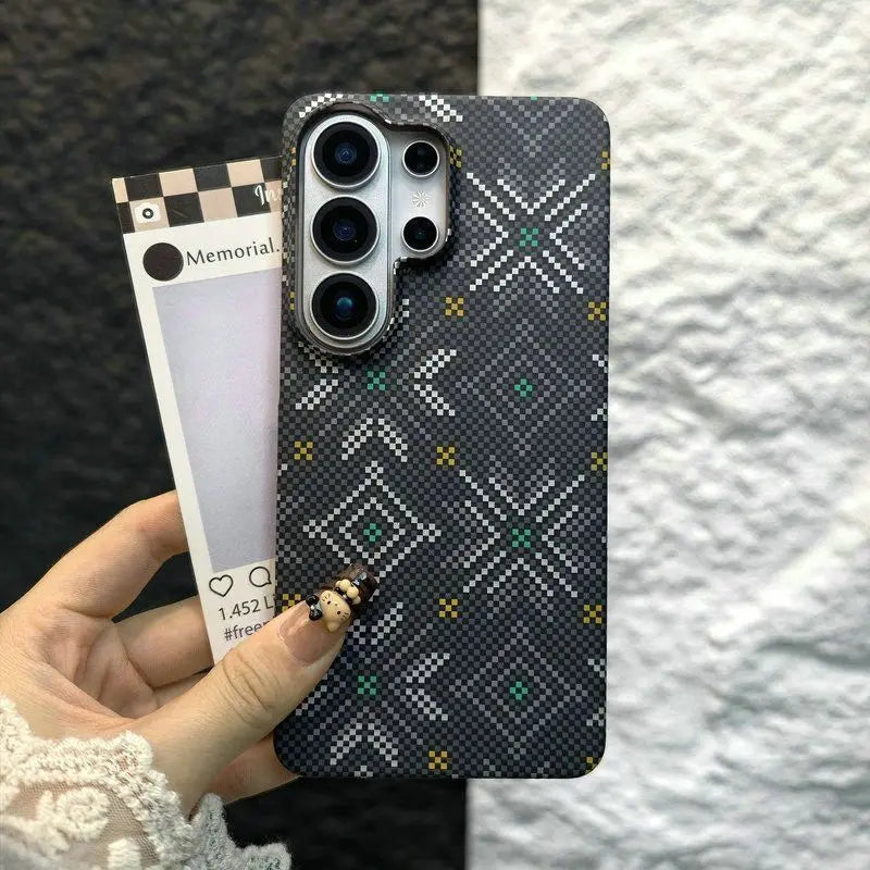 For Samsung S26 Ultra Frameless Ultra Thin PC Case For Magsafe Magnetic Slim Carbon Fiber Pattern Cover for Galaxy S25 Plus S26+