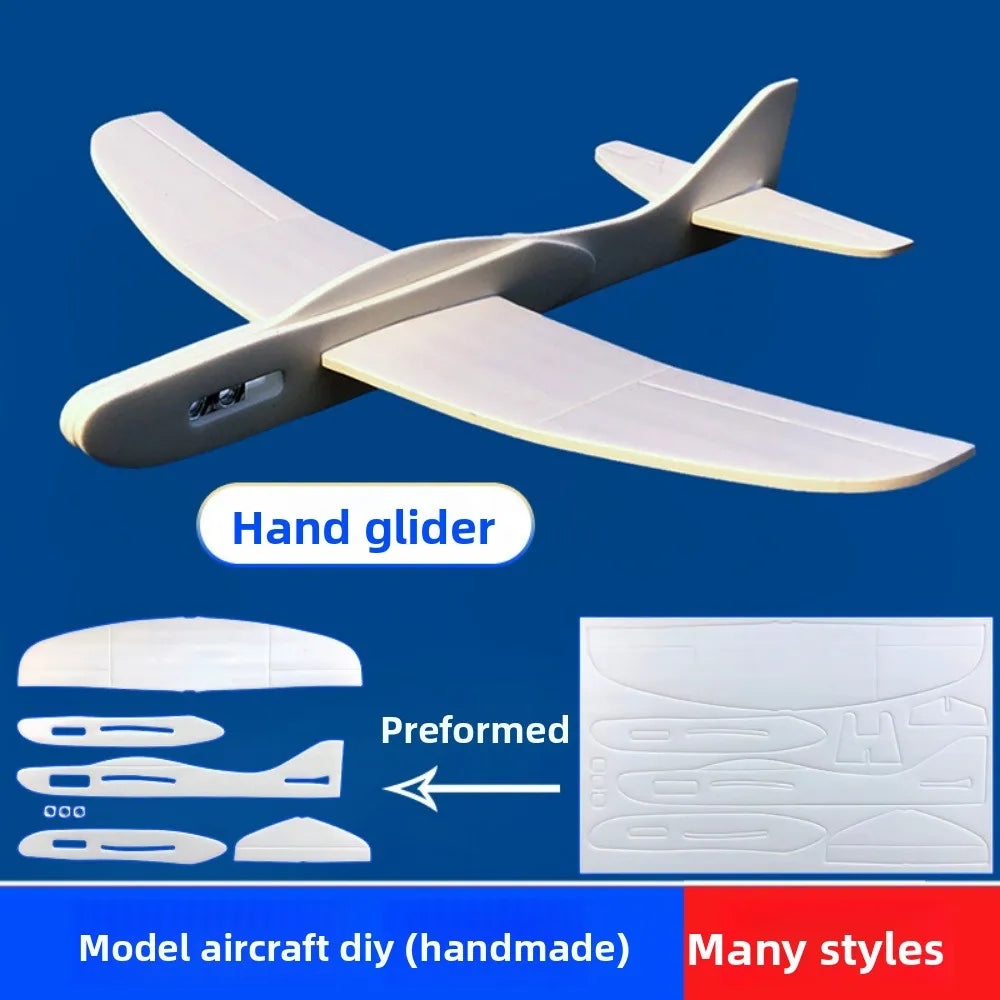 Lightweight Airplane Glider Model White Blank Foam Board Plastic Unfinished Biplane DIY Toys Outdoor Flying Throwing Plane