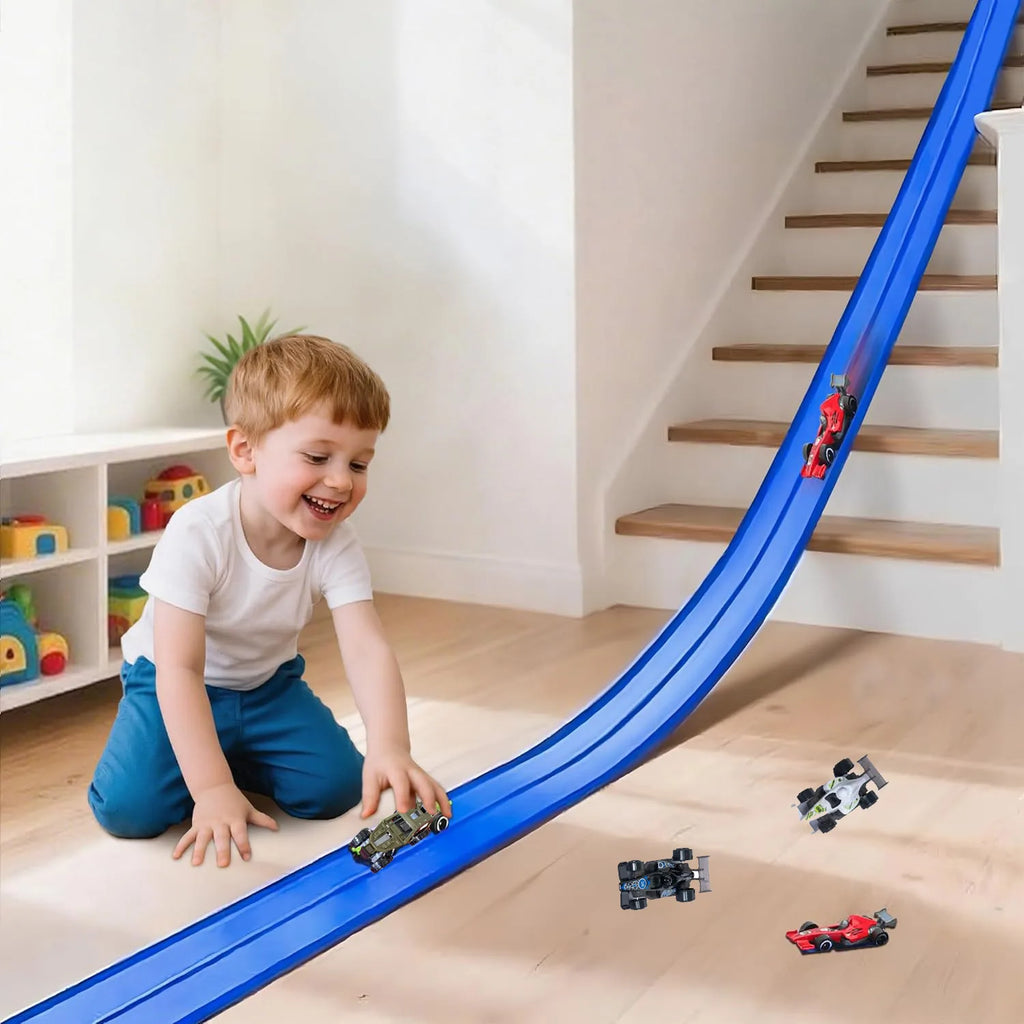 DIY Assembled Soft Track Car with Inertia Return for Kids  Rolls Up Portable DIY Racetrack Birthday Gifts for children