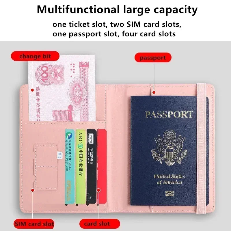Multi-Function Passport Cover Fashion Pu Leather Case Holder Large Capacity Travel Necessary Information Storage Accessorie Item