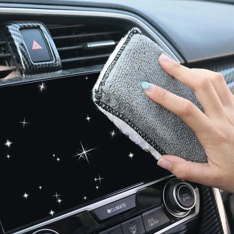 1/3/10Pcs Car Cleaning Microfiber Sponge Auto Interior Fleece Scrubbing Towel for Plastic Leather Wax Sponge Car Cleaning Tools