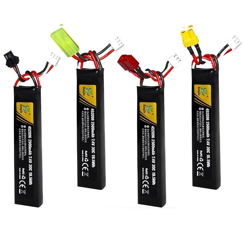7.4V 2500mAh Lipo Battery Split Connection for Water Gun 2S 7.4V Battery for Mini Airsoft BB Air Pistol Electric Toys Guns Parts