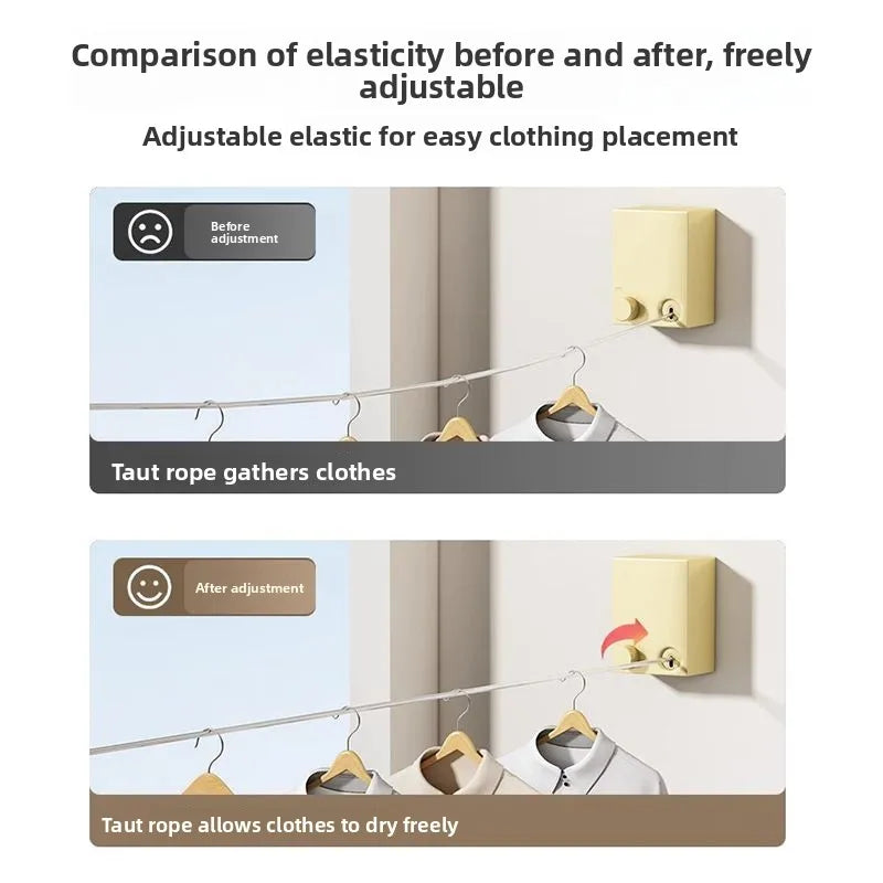 Invisible Retractable Clothesline Balcony Indoor Steel Wire Line No Drilling Needed Clothes Drng Tool Travel Portable Equip...