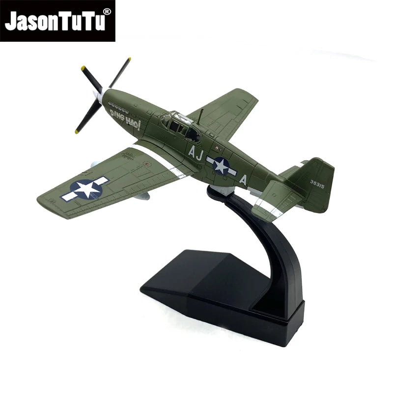JASON TUTU Diecast Metal 1/72 Scale American Army Airlines P51b Mustang Fighter P51B Airplane Model Military Collect Gift