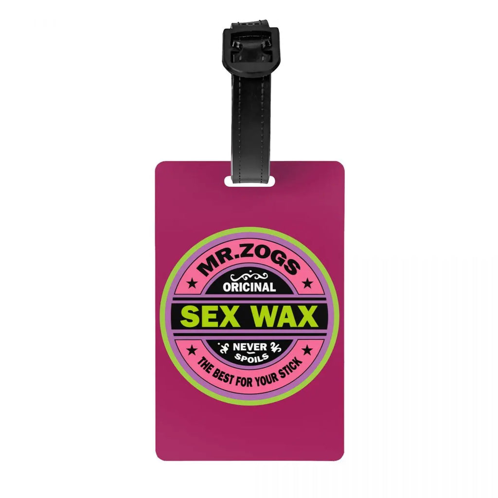 Custom Mr Zogs Sex Wax Luggage Tag With Name Card Surfing Surf Gift Privacy Cover ID Label for Travel Bag Suitcase