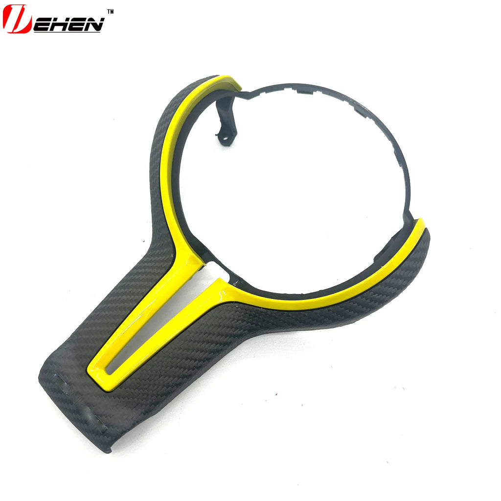For BMW F20 F22 F30 F31 F32 F33 F36 F10 F06 F12 F13 F15 F16 M-Sport Replacement Style ABS+Carbon Fiber Steering Wheel Trim