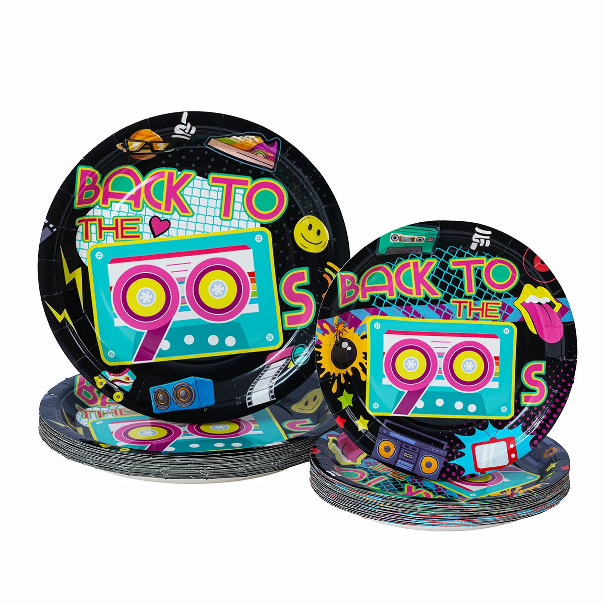 10/25/50pcs 90s Retro Disposable Paper Plates, Back to The 90s Party Tableware Supplies