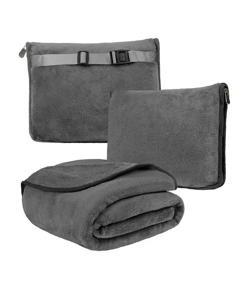 Coral Fleece Airplane Blankets Soft Warm Fluffy Multi Functional Portable Cuddle Cution Pillow 2 in 1 Travel Blankets