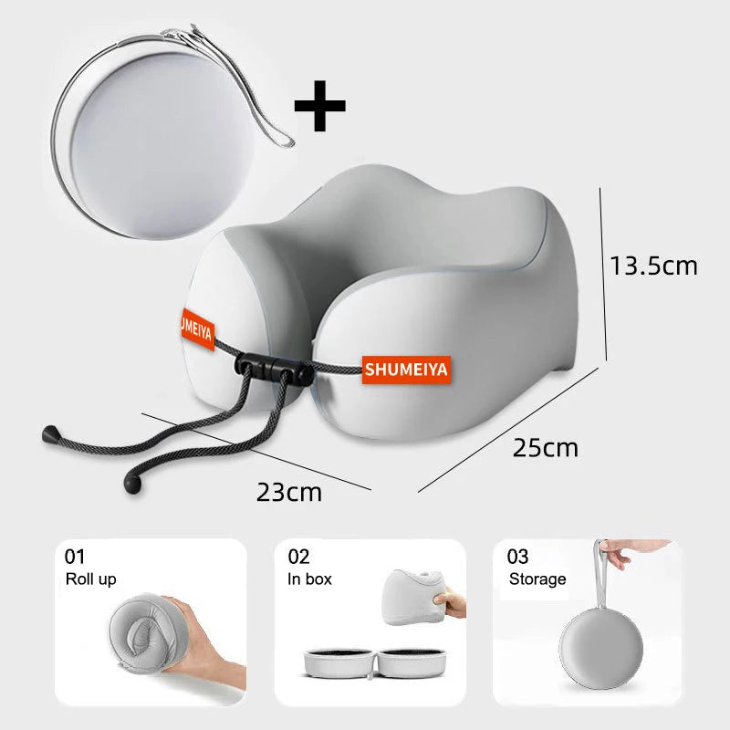 1Pc/Set Travel Memory Cotton U-shaped Pillow - Soft Washable Portable Neck Support for Airplane Spine Care & Travel Rest