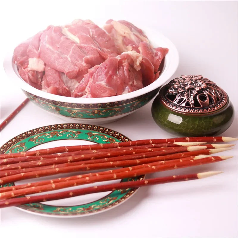 Healthy natural red willow sticks Round Roast Skewers Stick wood BBQ Needle Barbeque Kitchen tools Outdoor grill Camping Picnic