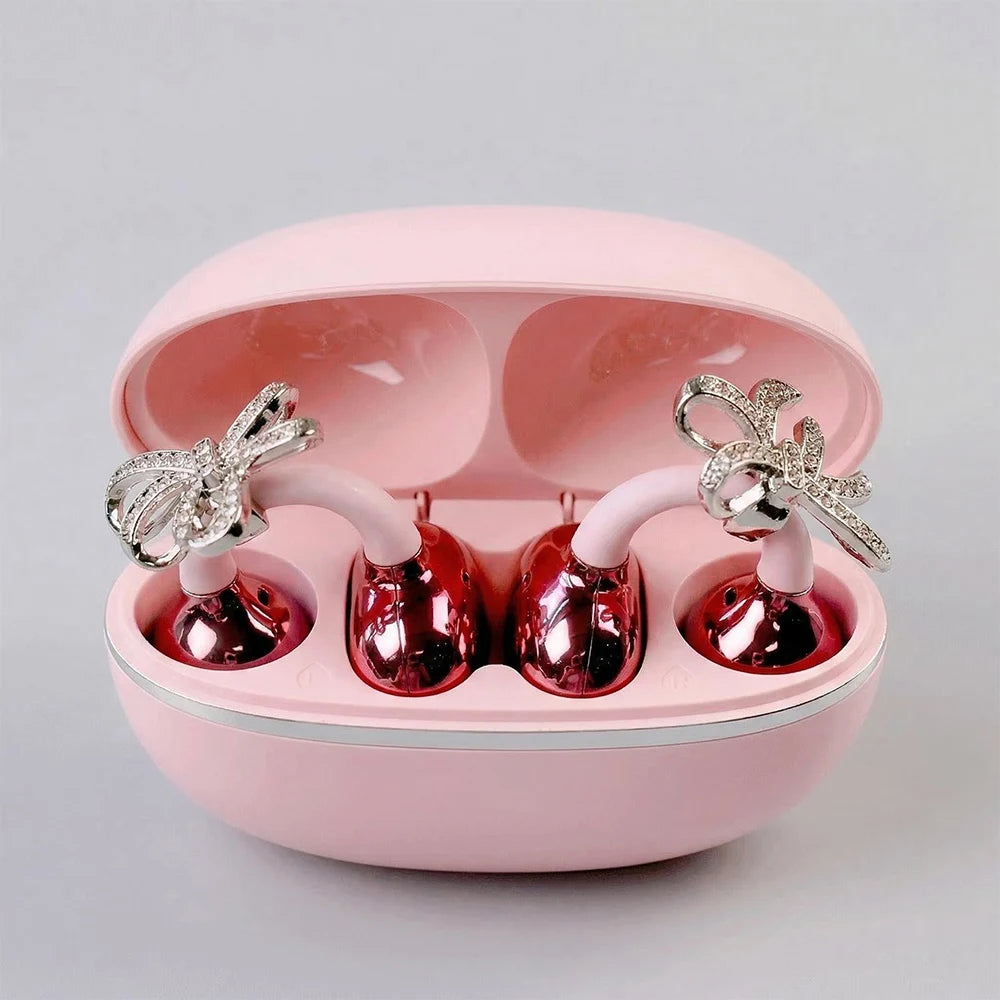 Bowknot Accessory Bluetooth Headphones Wireless Earbuds Stylish Bowknot Designed Bluetooth Earphones Premium Sound Quality Comfo