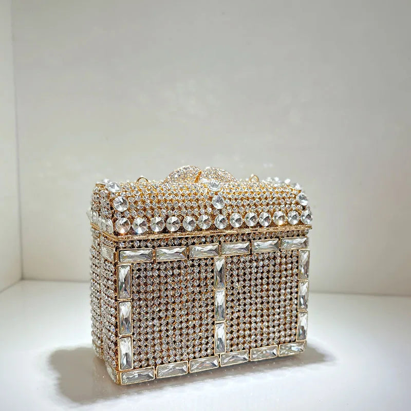 Square Rhinestone Evening Bag Purple/Green Diamond Wedding Clutches Women Crystal Party Purses Mini Handbags