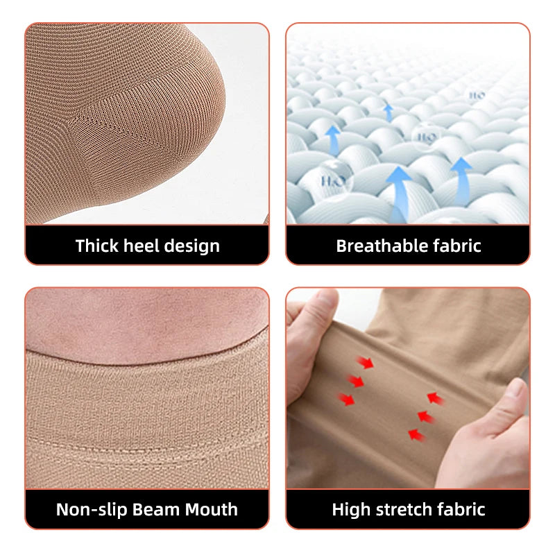 Plus Size 34-46mmHg Medical Compression Stockings Unisex Grade 3 Open Toe Socks Varicose Veins Treatment Graduated Pressure