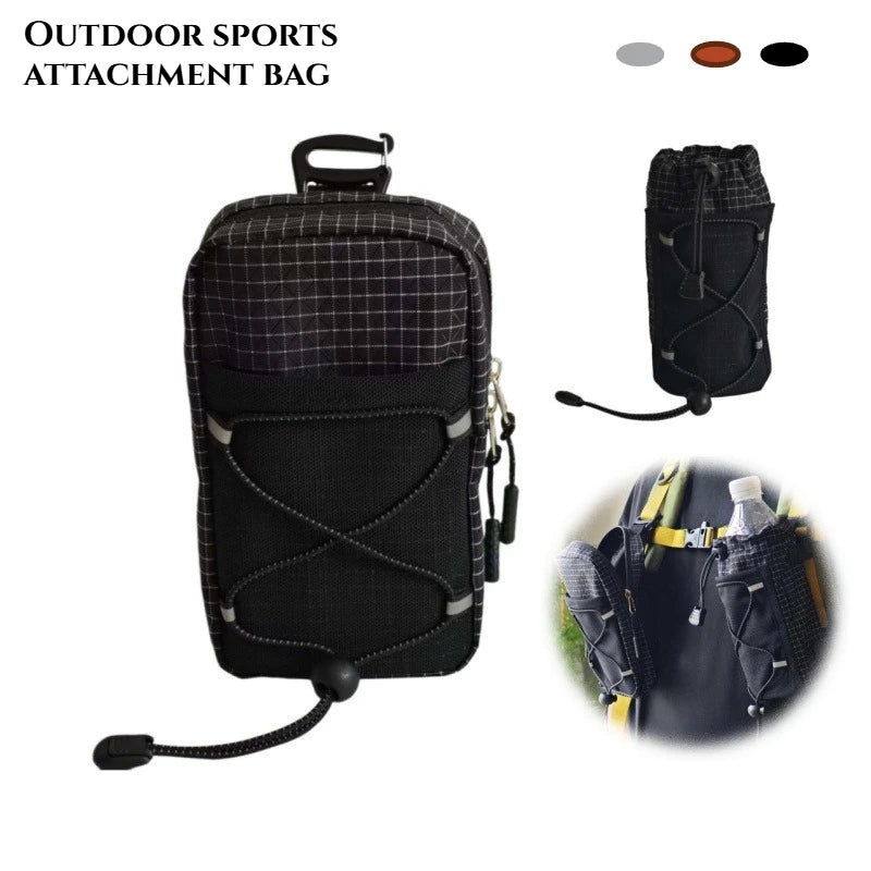 Outdoor Backpack Attachment Storage Bag Nylon Ultralight Portable Phone Bottle Pouch for Mountaineering Hiking Travel Gear