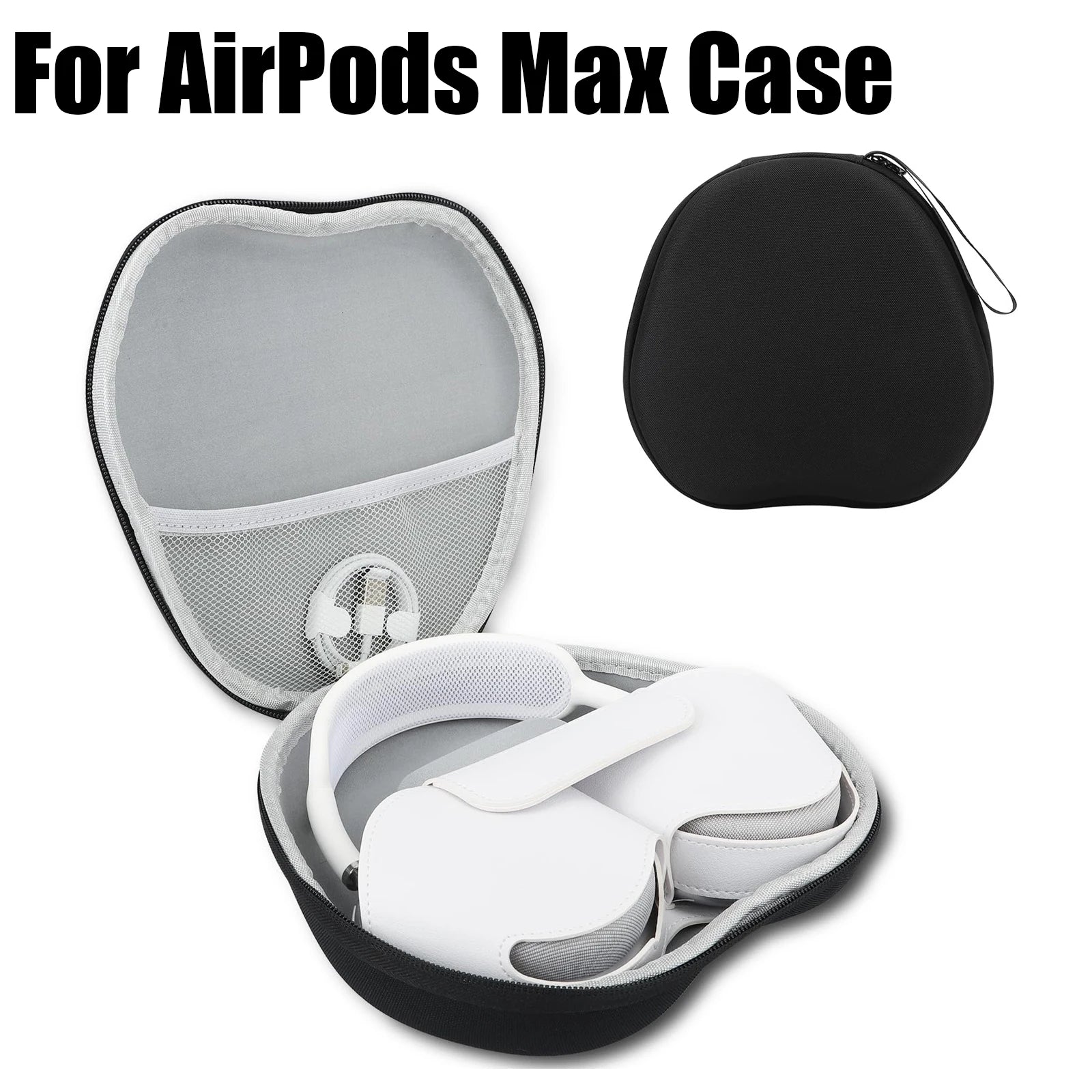 For AirPods Max Hard Case Supports Sleep Mode,Smart Shell Designed for AirPods Max with Mesh Pocket, Portable Carry Travel Cover