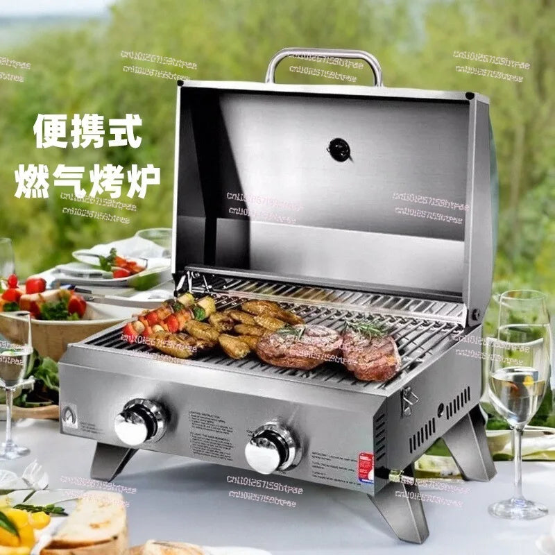 2 camp picnic stove Stainless steel outdoor portable gas barbecue grill