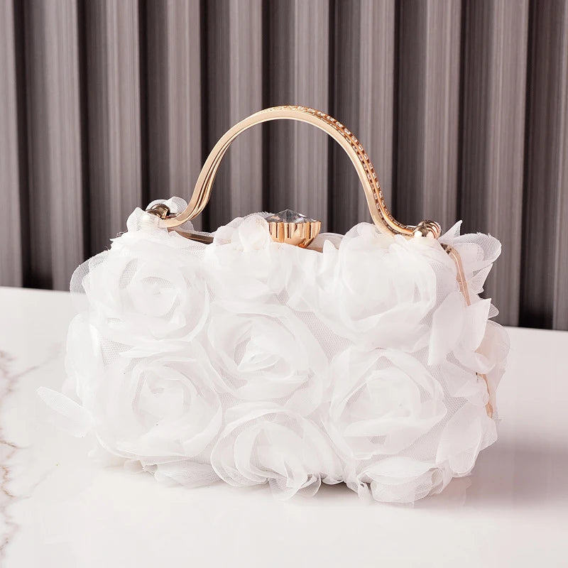Popular floral evening bag for brides, wedding dress, white gown bagpartybag