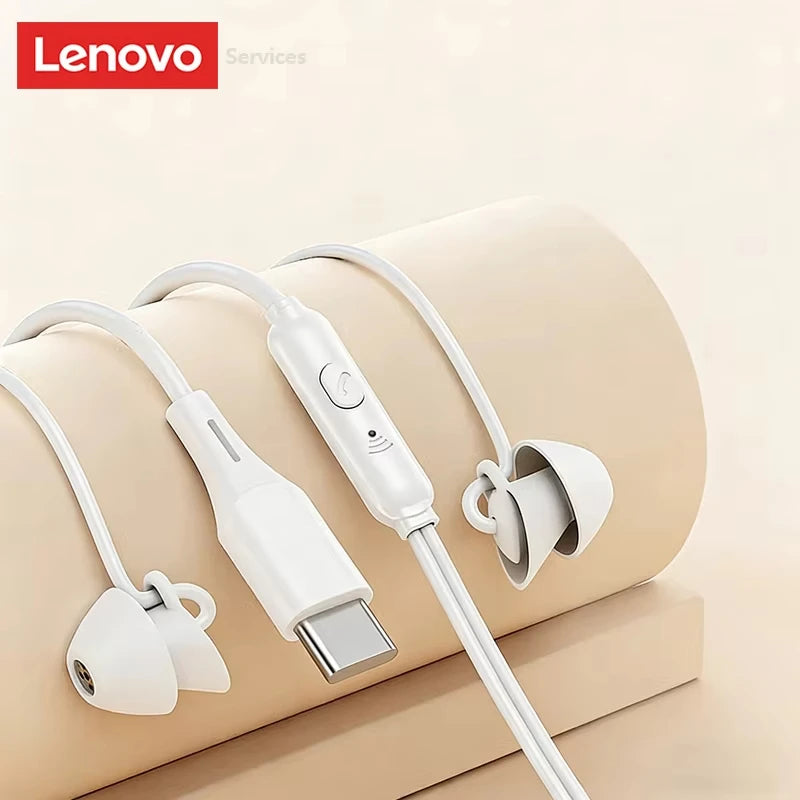 Lenovo Y107 Wired Headphones In-Ear Sleep Earphones 3.5mm/Type-C For Mobile Phones  Computers And More Gaming Earbuds With Mic
