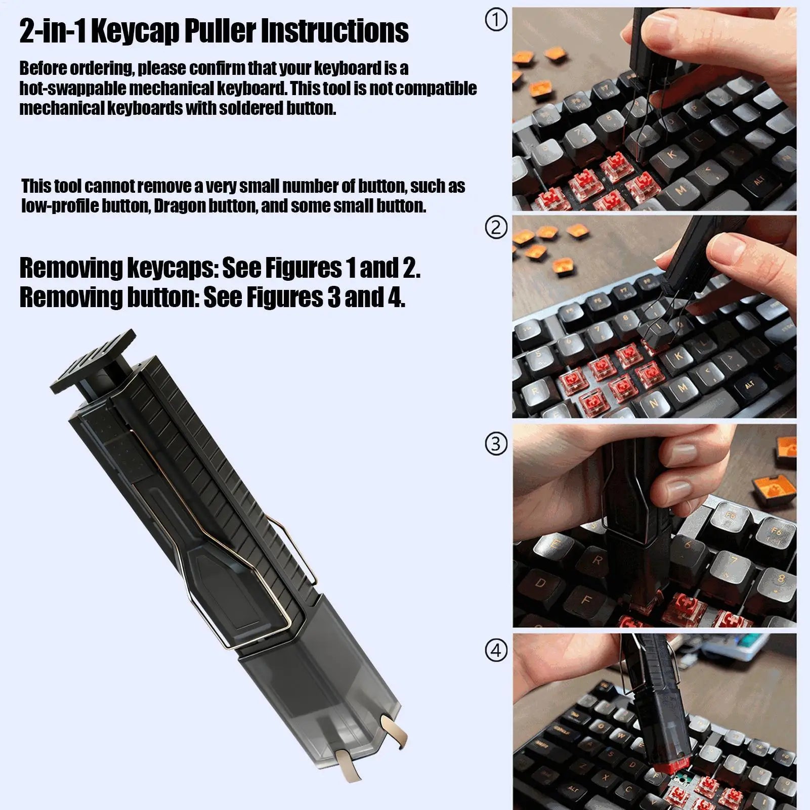 Keyboard Keycap Puller With 4-Claw Grip Key Puller Mechanical Keyboard Keycap And Switchs Removal For Keyboard Cleaning Repair