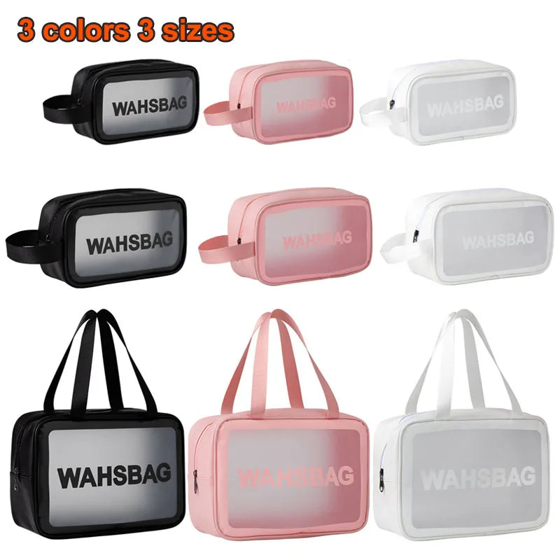 PVC Portable Travel Wash Makeup Bag Women's Cosmetic Bag Large-Capacity Transparent Waterproof Storage Box Organizer