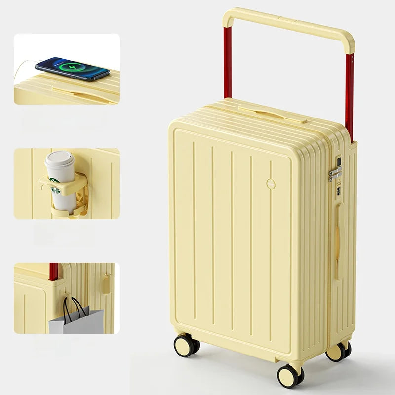 2025 New Wide Handle Luggage Small Carry-On Suitcase 20 Inch Travel Bag for Men And Women with Password Lock Trendy Polyester...