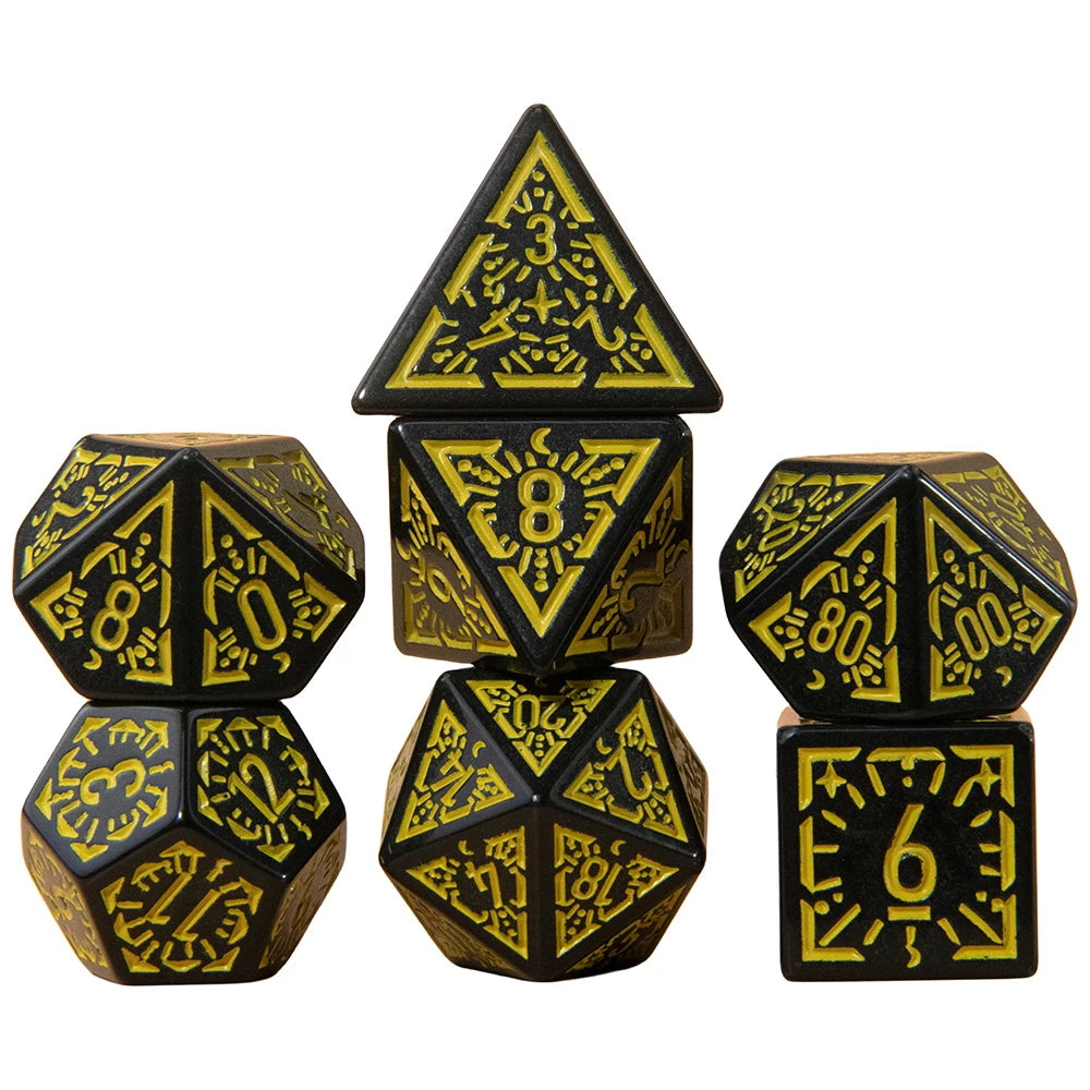 DND Dice Set 7pcs Textures Pattern Polyhedral Dice for DND Role Playing Game Accessories
