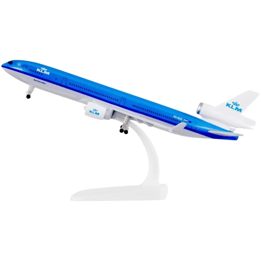 1/300 Scale Airplane Model Klm Md-11 Kit 20cm Alloy Diecast Airplane with Stand for Display Decoration or Boy Collected Gift