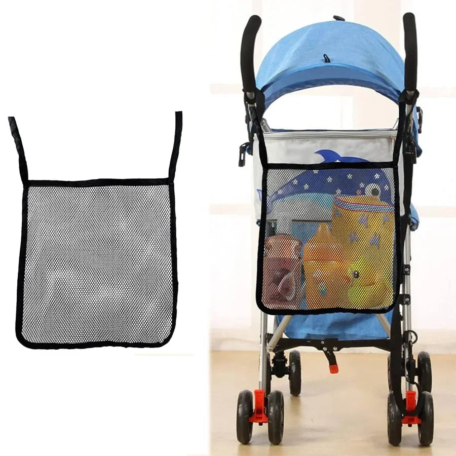 Baby Stroller Mesh Bag Black Perspective Mesh Organizer Hanging Bag Portable Bottle Snack Storage Bag Stroller Accessories