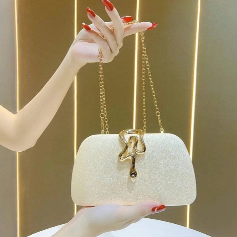 Snake Buckle Evening Bags for Women Luxury Elegant Clutch Chain Shoulder Bags for Ladies Party Wedding Purse Handbags Bolso 2025
