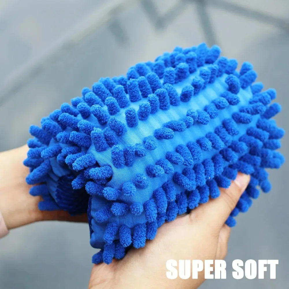 Microfiber Chenille Car Wash Sponge Scratch-Free Cleaning Brush Pad for Cars Motors Floors High Absorbency Durable Car Wash Tool