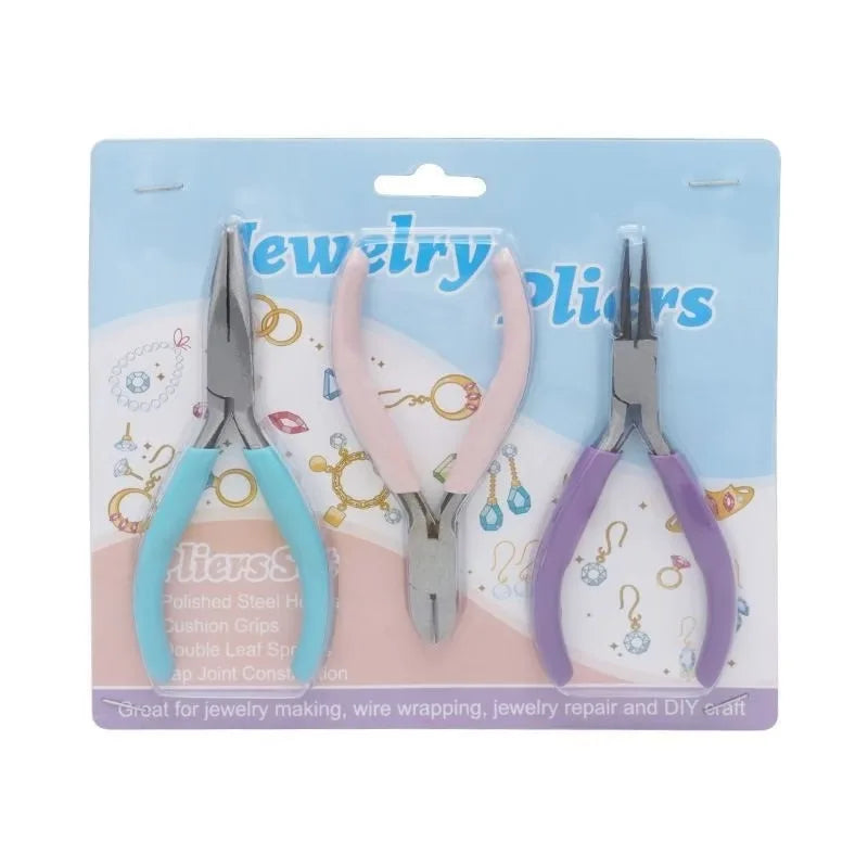 Carbon Steel Jewelry Pliers Needle/Chain/Round Nose Wire Cutter Tweezers Jewel Repair Handcrafts Beading Sewing Pliers Tool