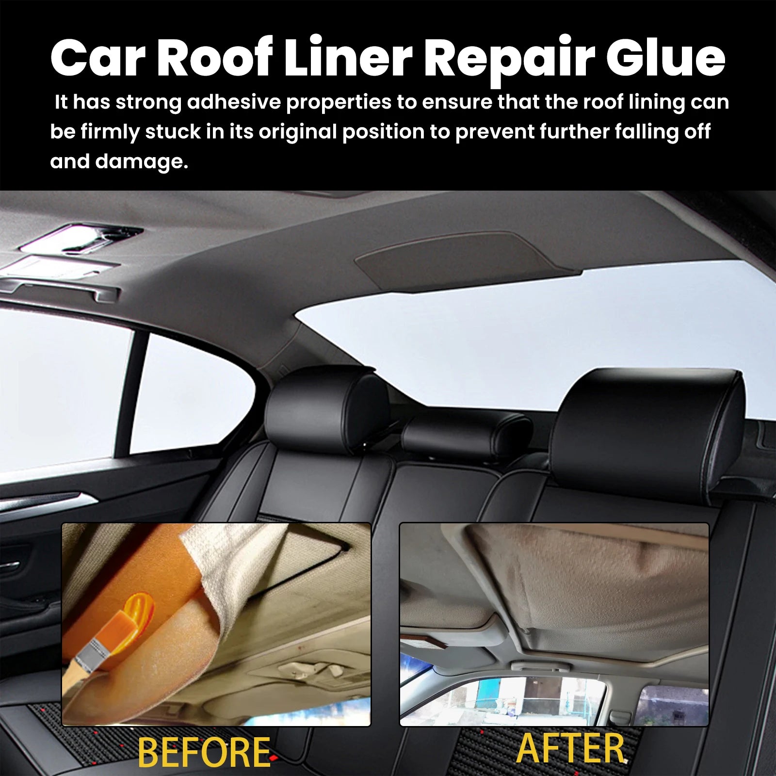 Car Headliner Adhesive Glue High Temperature Resistant Glue for Fabric Foam Fast Drying Strong Bond for Roof Lining Visor 100g