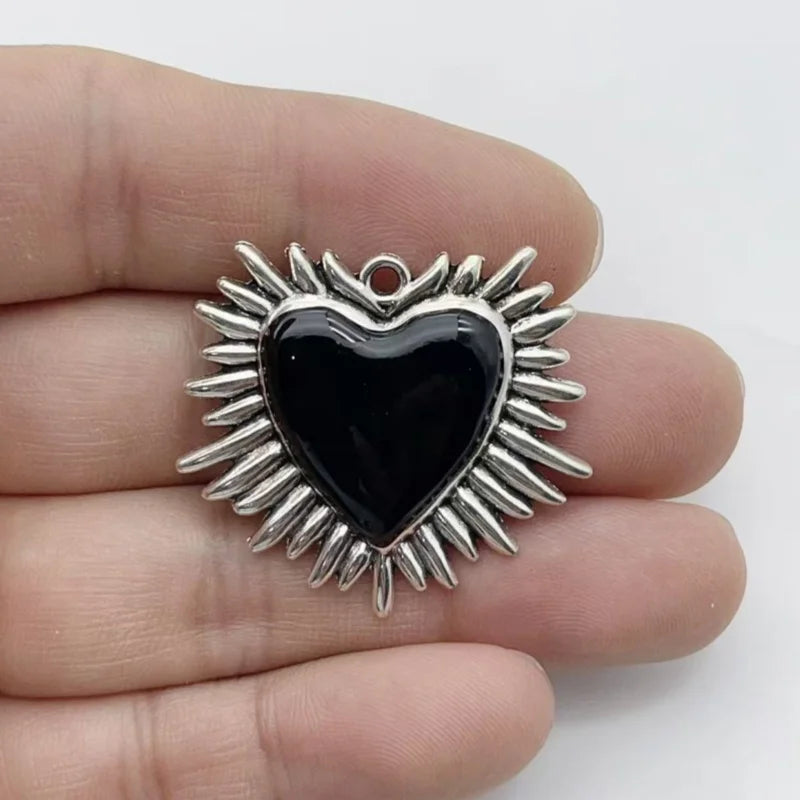 10Pcs Gothic Black Enamel Alloy Charms Mixed Vintage Heart Cross Skull Coffin Metal Pendants For DIY Earrings Bracelet Keychain