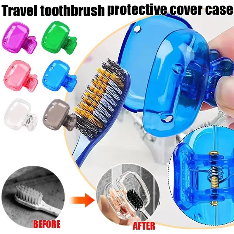 2Pcs Travel Toothbrush Head Covers Toothbrush Protector Cap Brush Pod Case Protective Portable Plastic Clip For Household Travel