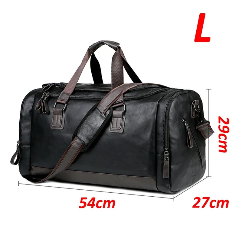 Men's PU Leather Gym Bag Sports Bags Duffel Travel Luggage Tote Handbags for Male Fitness Men Trip Carry Shoulder Bag travel bag