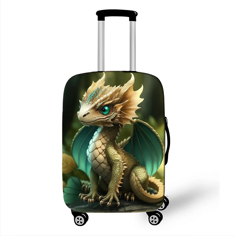 Cute Dragon Baby Print Luggage Cover Fantasy Animals Accessories Elastic Trolley Case Protective For Travel Anti-dust Covers