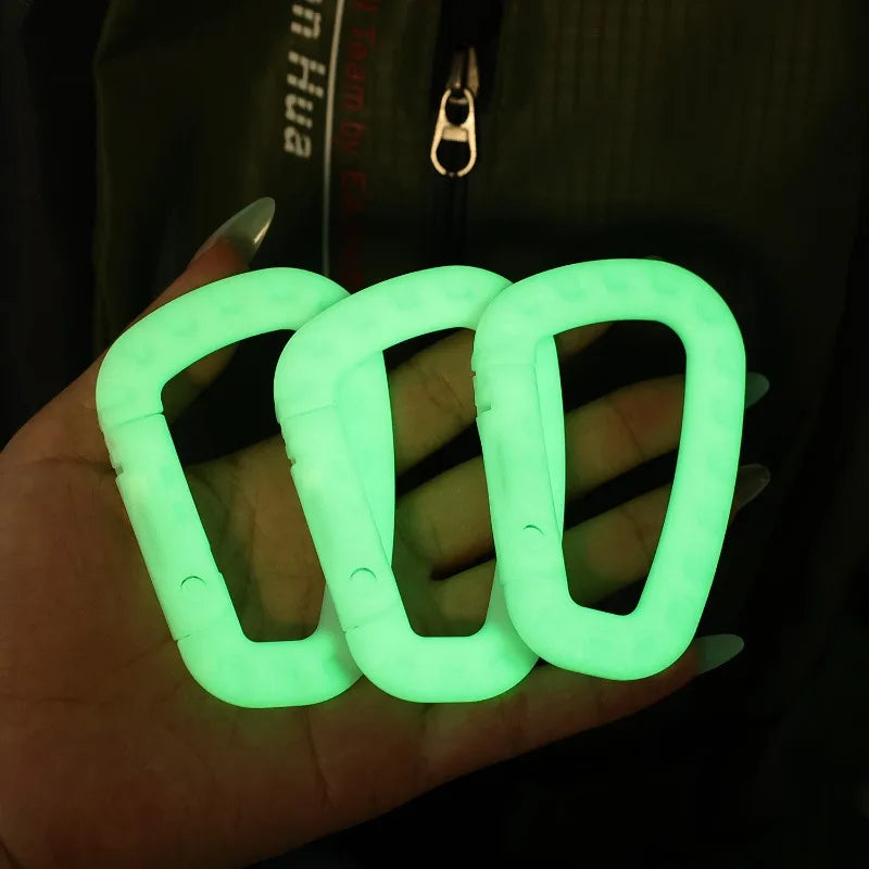 Luminous Lightweight Hook Glow in The Dark Outdoor Climbing Camping Backpack Tactical Hanging Buckle Ring D EDC Equipment Tools