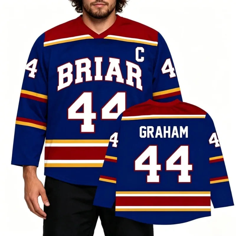 Briar University Off Campus Hockey Jersey Graham 44 DI LAURENTIS 66 Tucker 46 Long Sleeve 3D All Over Print Unisex T Shirt