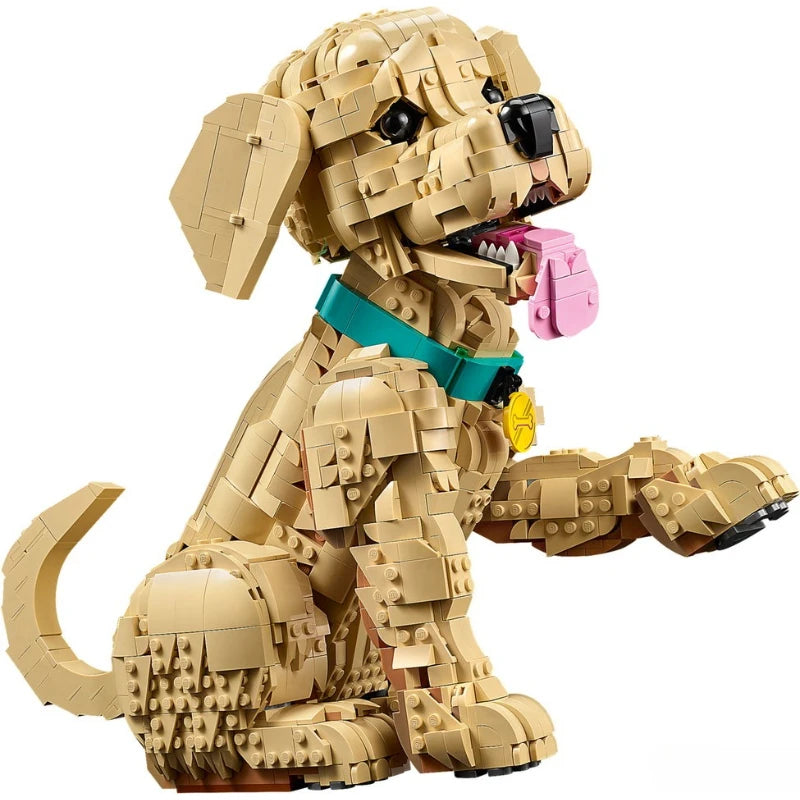 New Cute Golden Retriever Puppy Dog Building Blocks Compatible Model Suitable for Children's Birthday Gift Toys