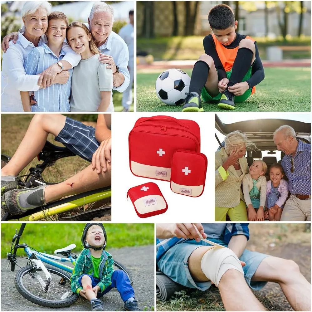 3Pcs Waterproof Oxford First Aid Bag Set, Portable Empty Medicine Pouch for Camping Hiking Travel Home Survival